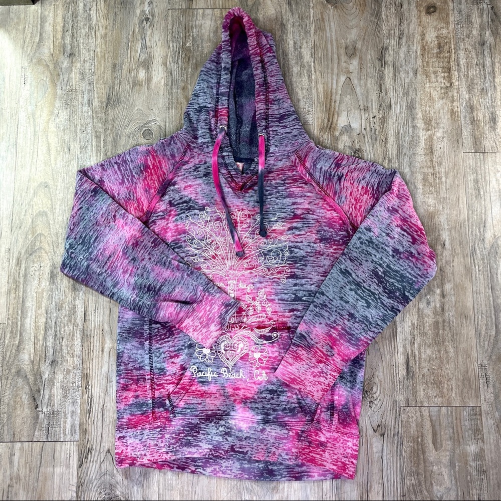 MV Sport Women's Courtney Burnout V-Notch Hooded Pacific Beach Sweatshirt